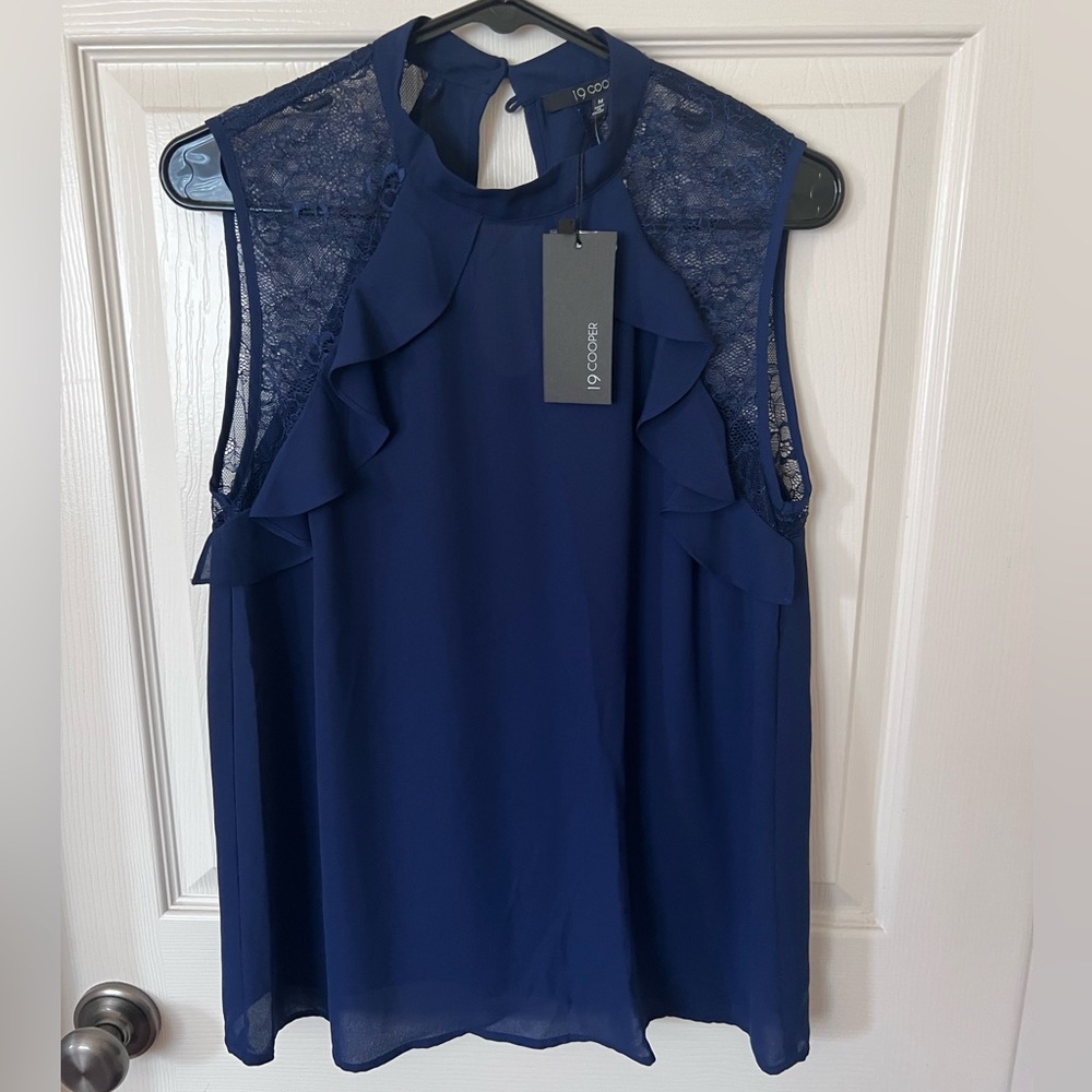 Lace and ruffle tank top